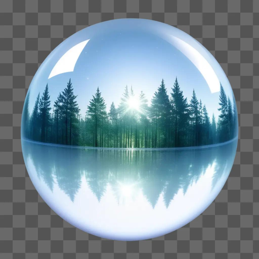 sphere with a sparkly reflection of a forest