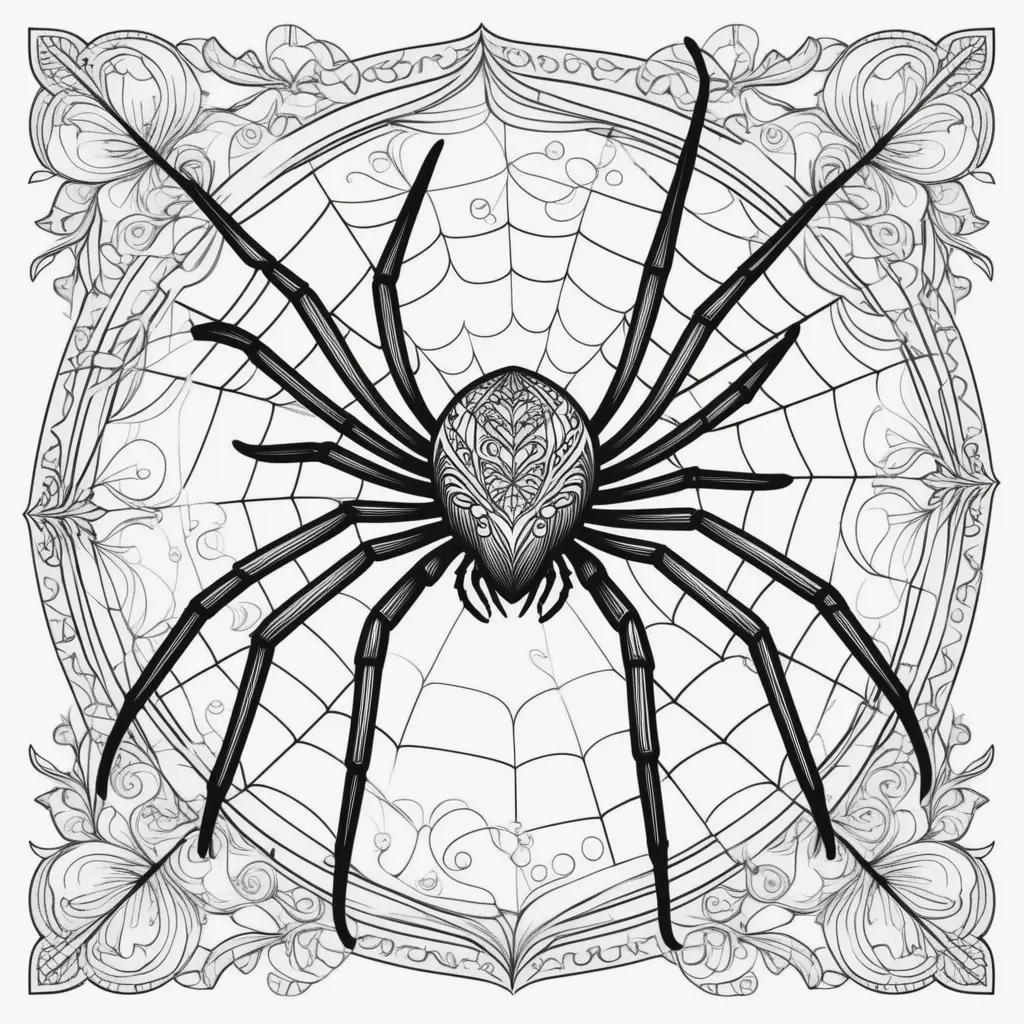 spider coloring page with black and white details