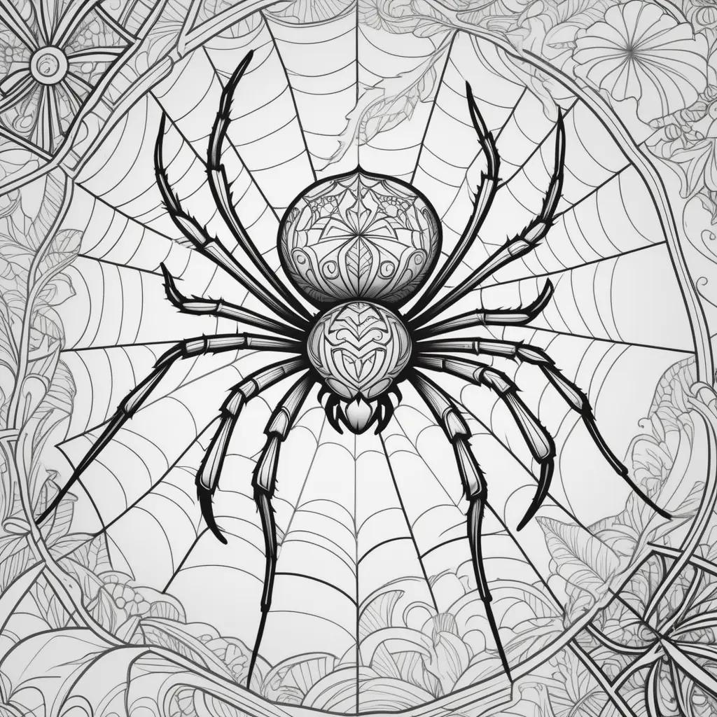 spider coloring page with intricate details and patterns