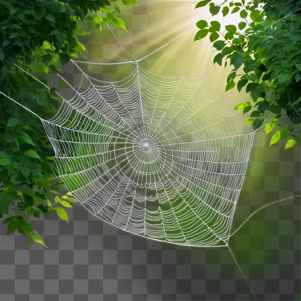 spider web in a green forest