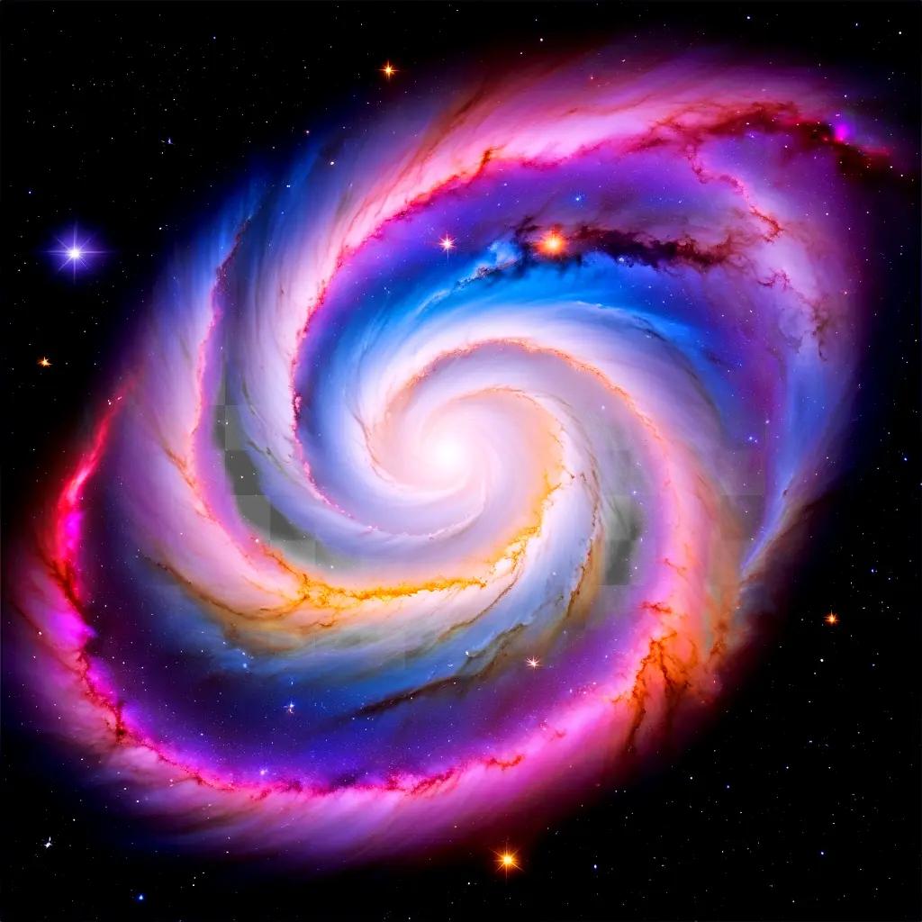 spiral galaxy with stars and a starburst