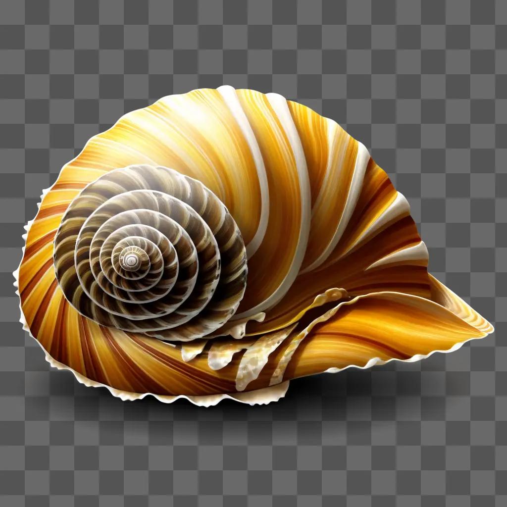 茶色の背景に螺旋状の貝殻