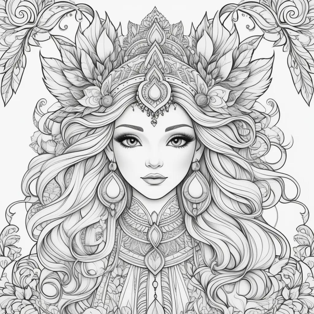 spirit with big eyes and flowers coloring pages