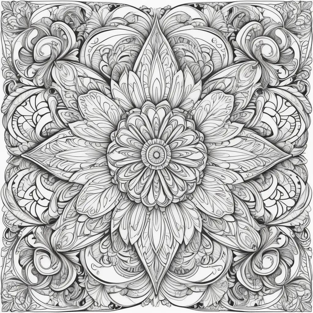 square of intricate designs in black and white