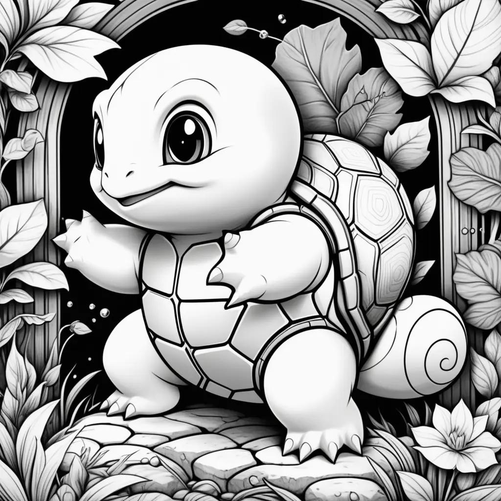 squirtle coloring page features a black and white illustration