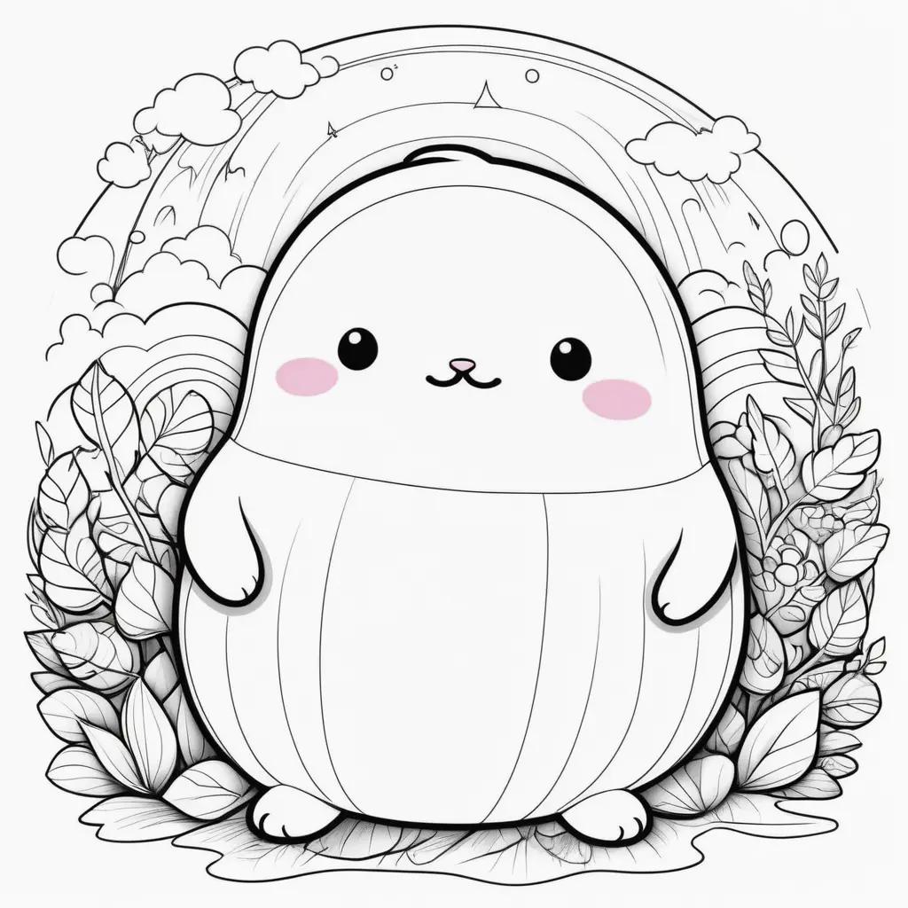 squishmallow coloring page featuring a cute animal with pink cheeks and a smile