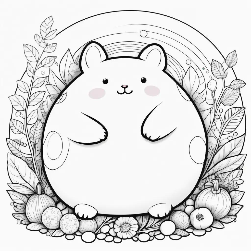 かわいい動物が描かれたスクイシュマロのぬりえ