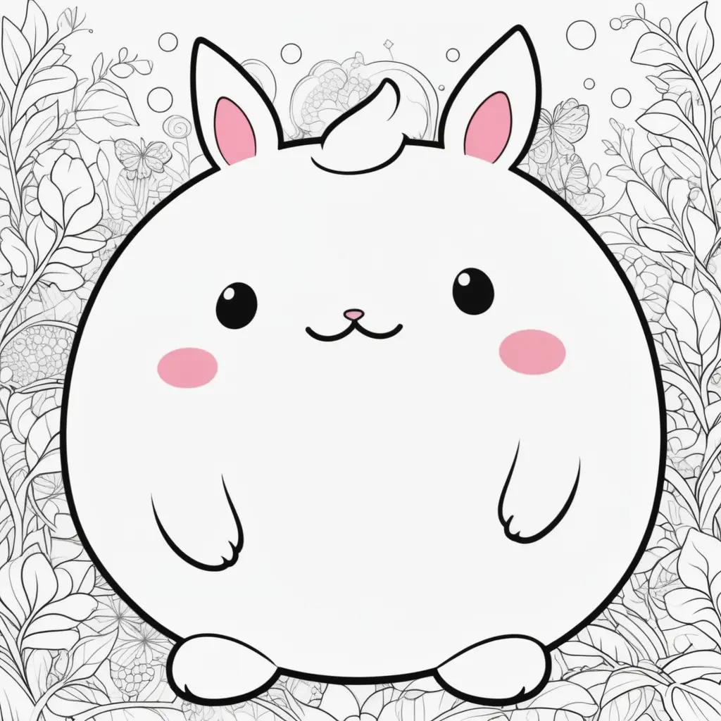 squishy coloring page of a cute bunny