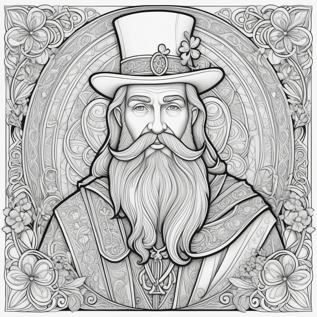 st Patrick coloring page with a man with a hat and beard