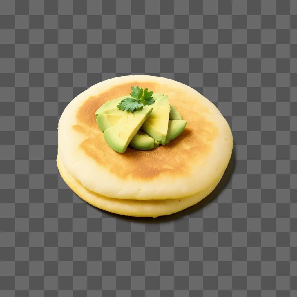 stack of arepas topped with avocado and parsley