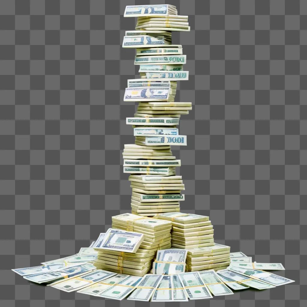 stack of bills in a pyramid formation