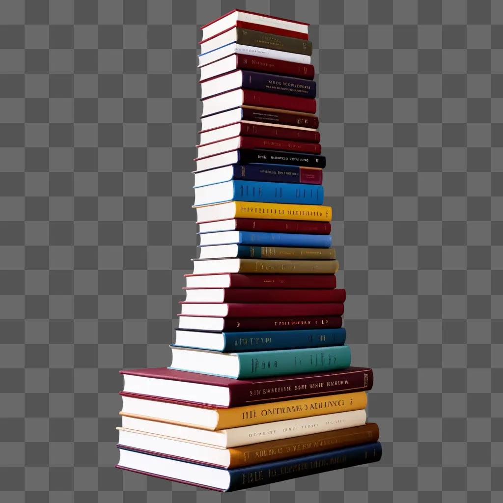 stack of books in a room with a wall in the background