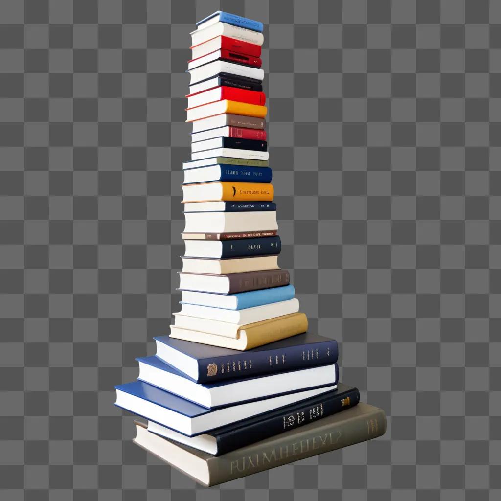 stack of books on a gray wall