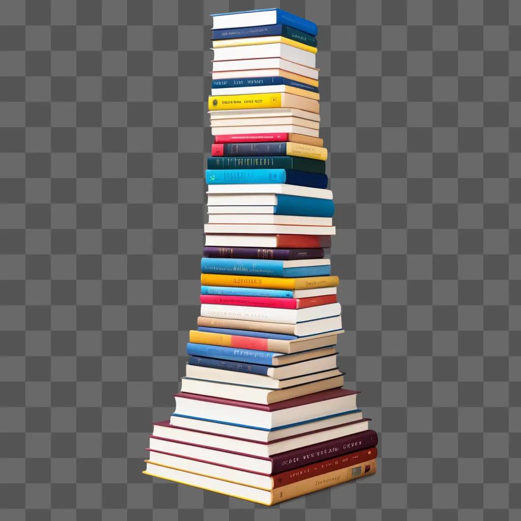 stack of books on a grey background