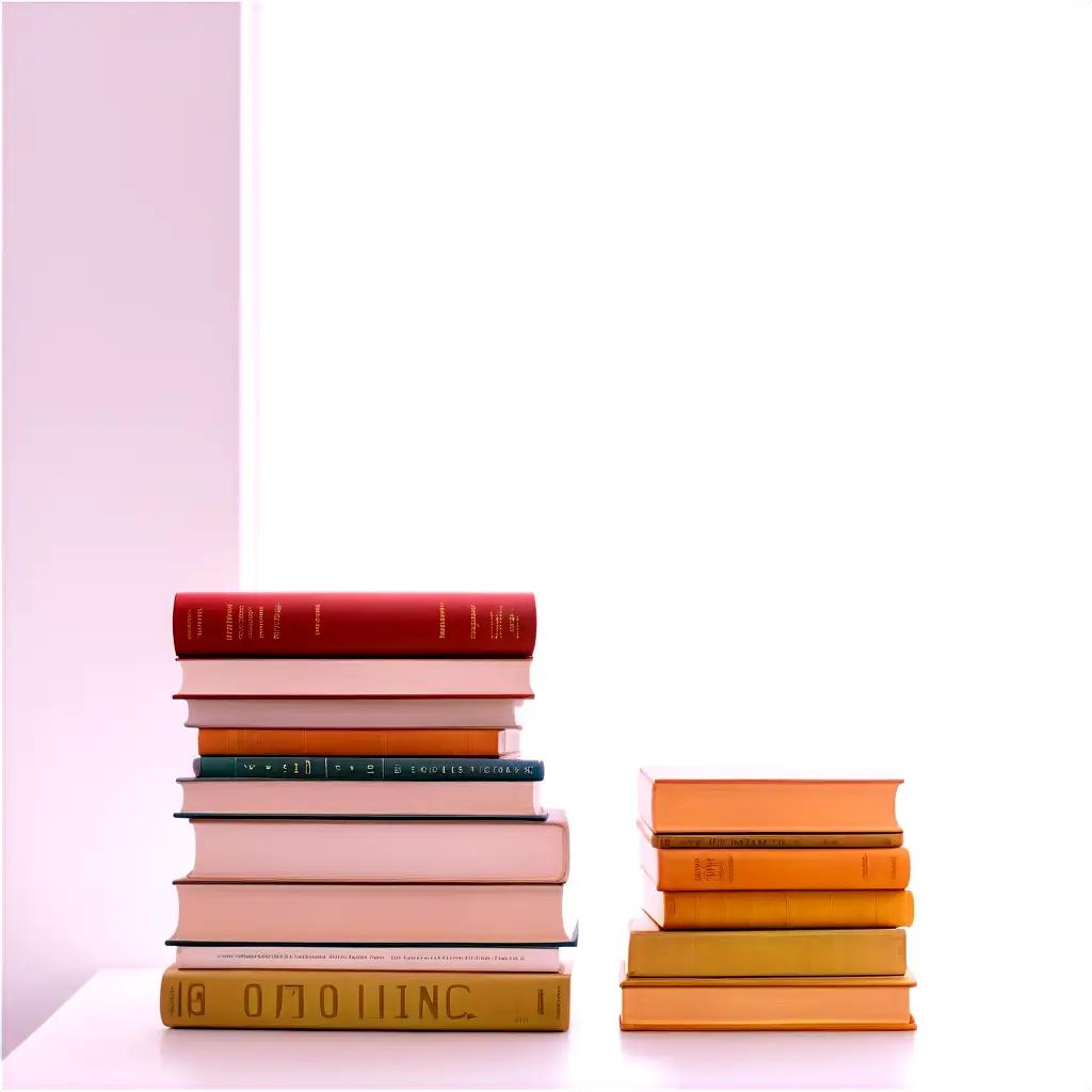 stack of books on a white table