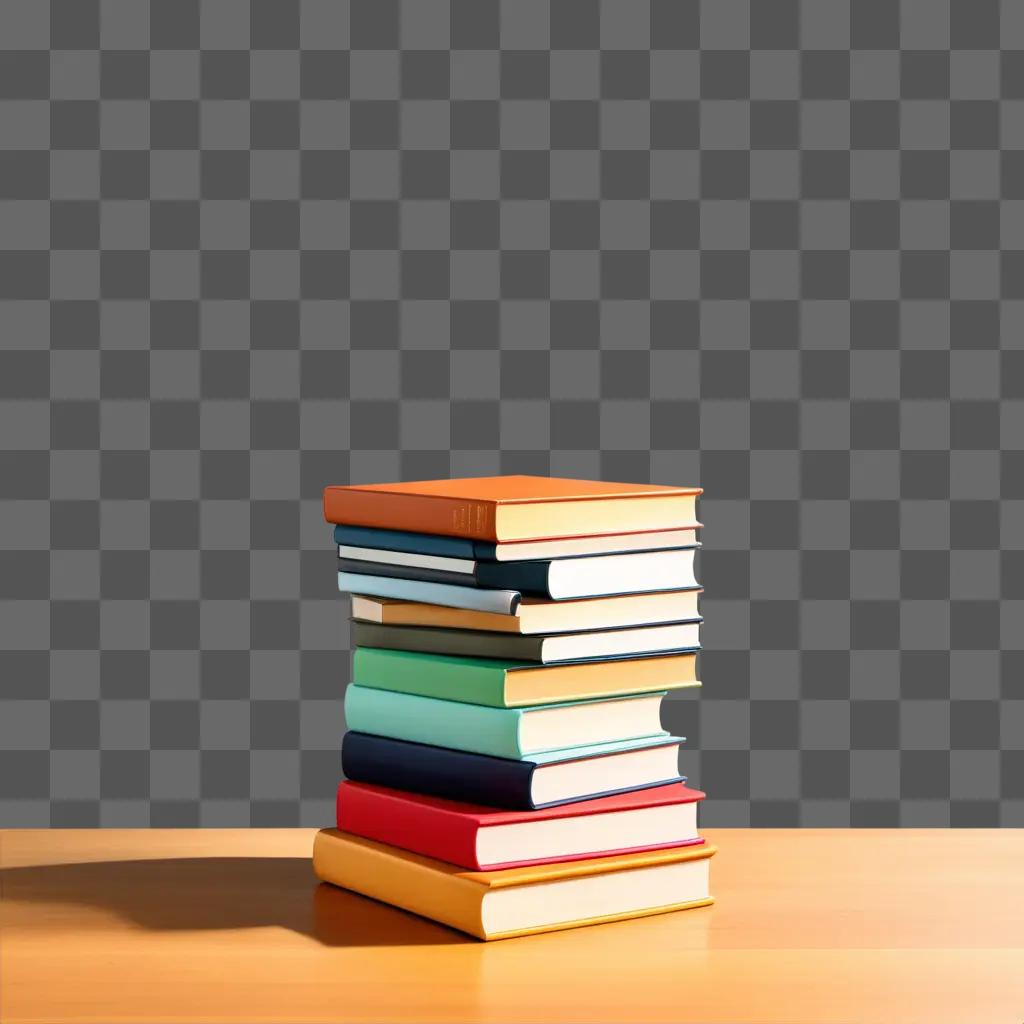 stack of books on a wooden desk