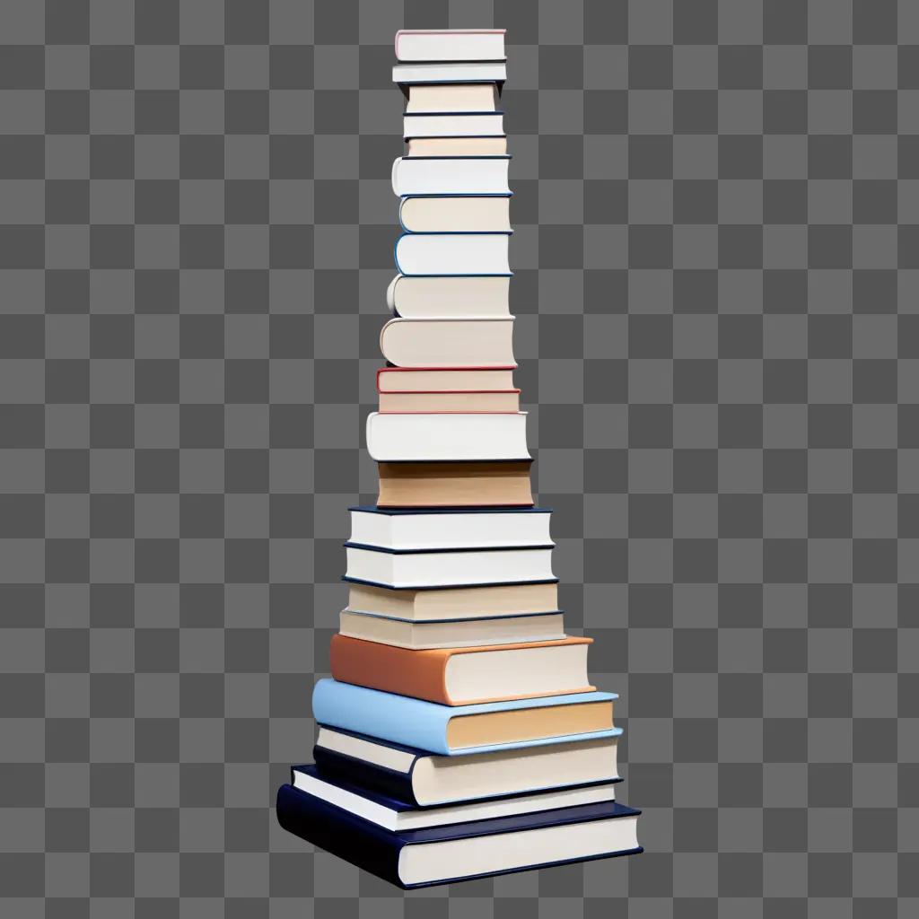 stack of books sits against a gray background