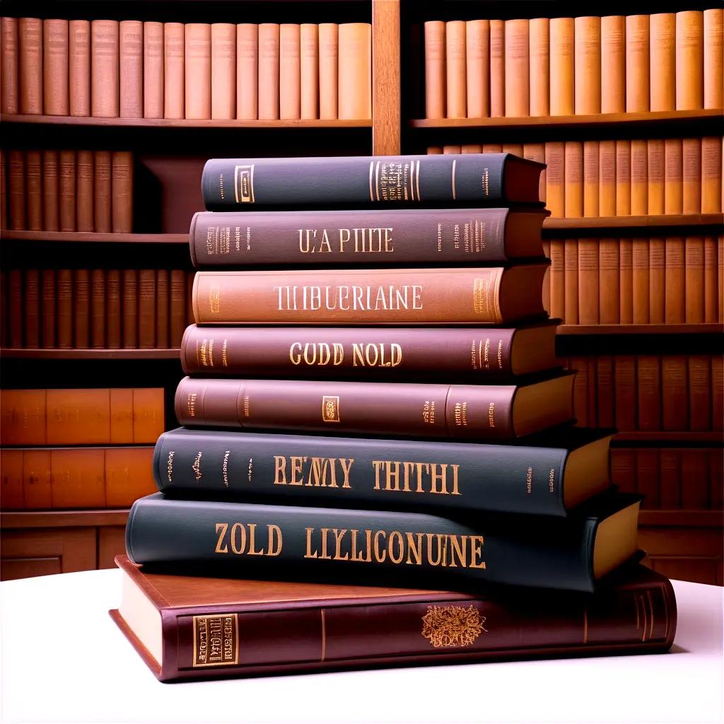 stack of books sits on a shelf