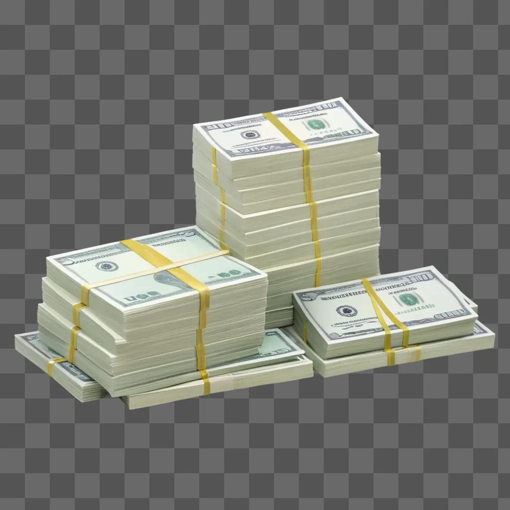 stack of cash bills on a gray surface