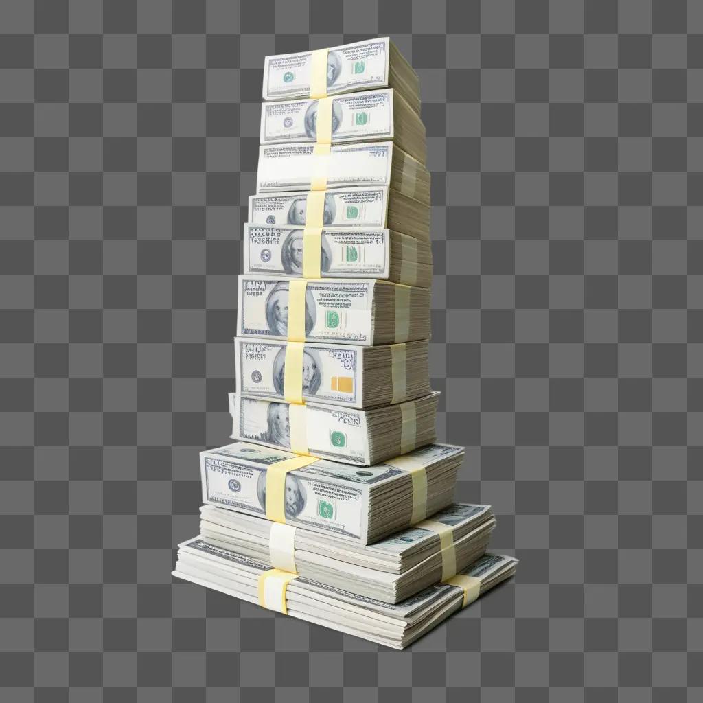 stack of cash is arranged in an art piece