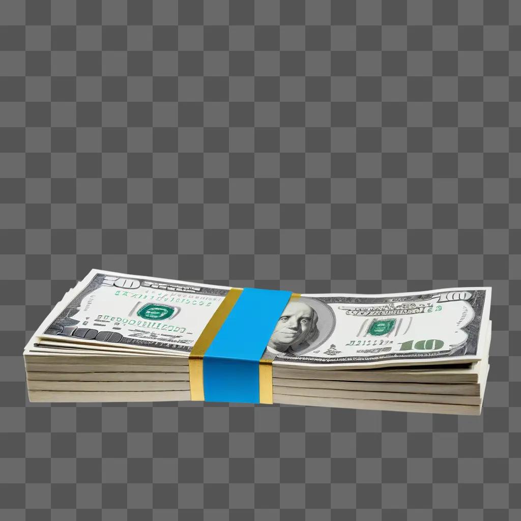 stack of cash with a blue band around it