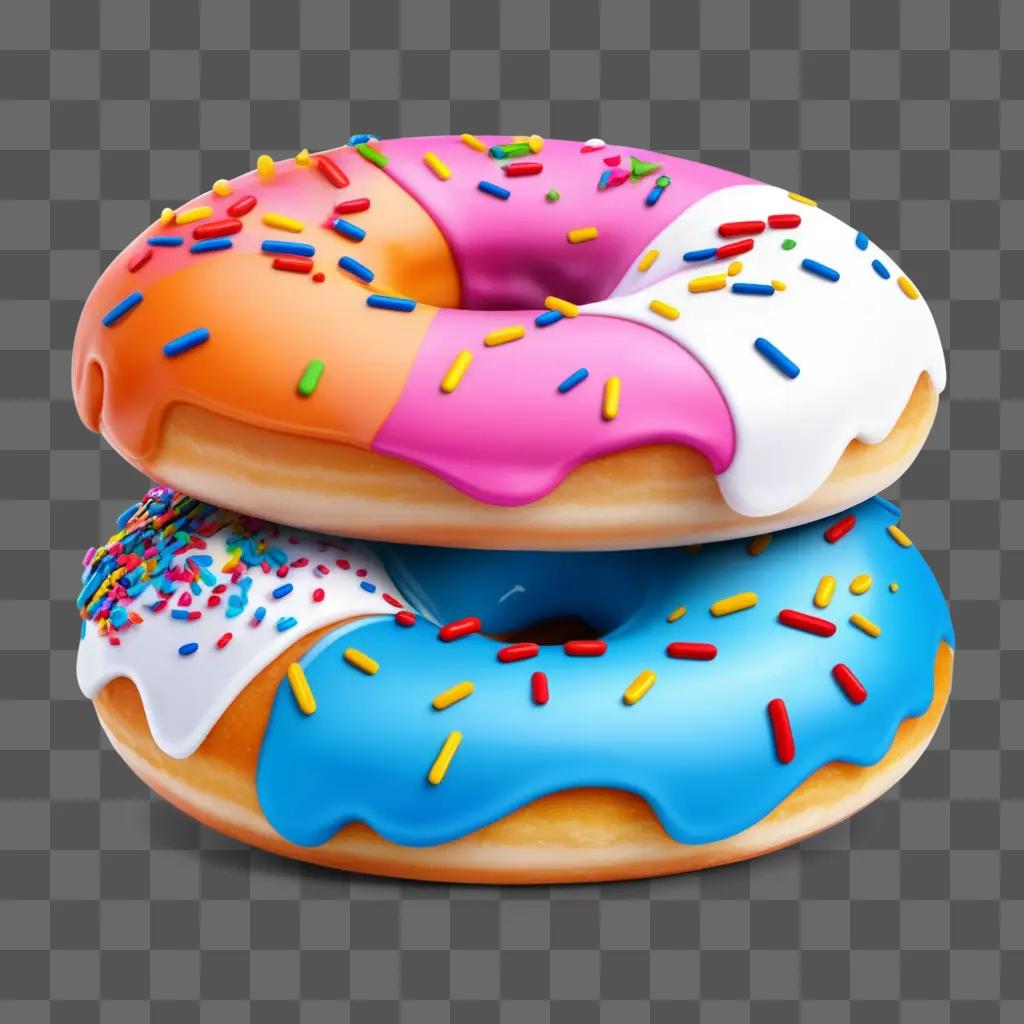 stack of donuts with colorful sprinkles and icing