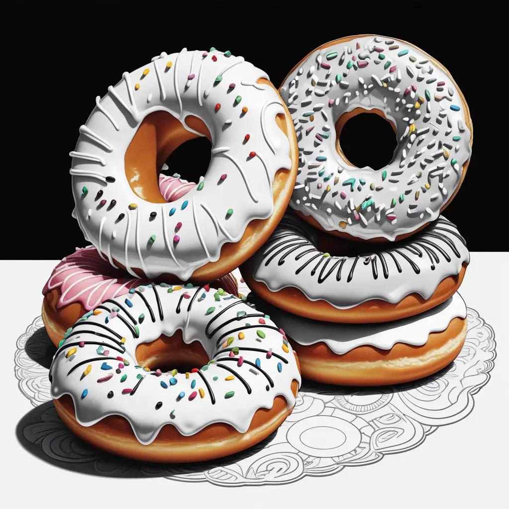 stack of doughnuts with colorful sprinkles and icing