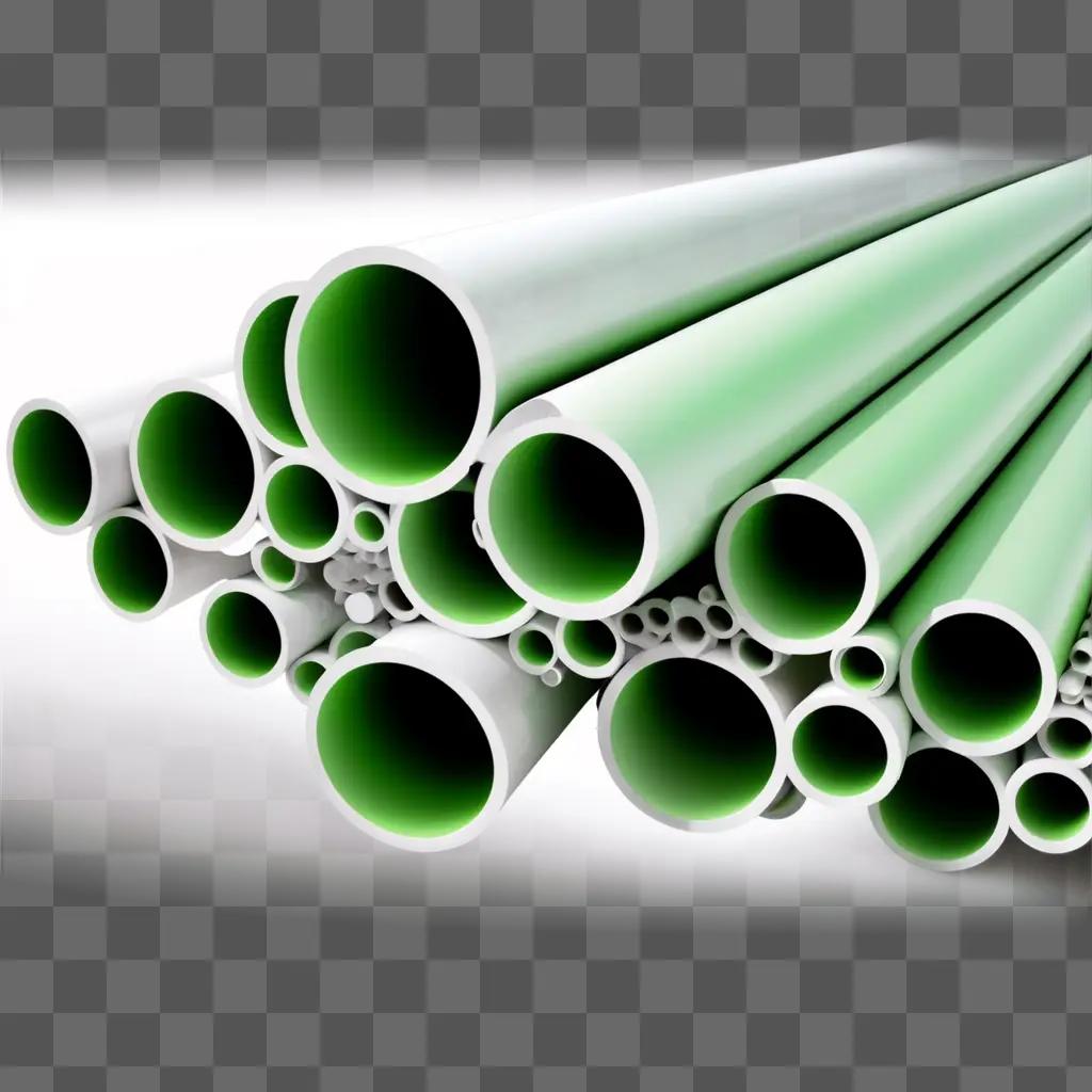 stack of green and white tubes in a 3D model