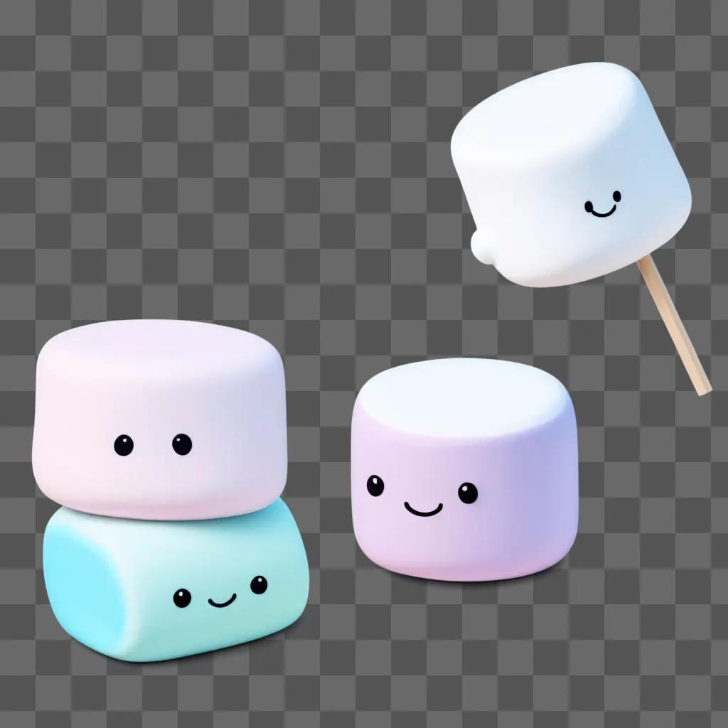 stack of marshmallow with smiling faces and a smiley marshmallow on top