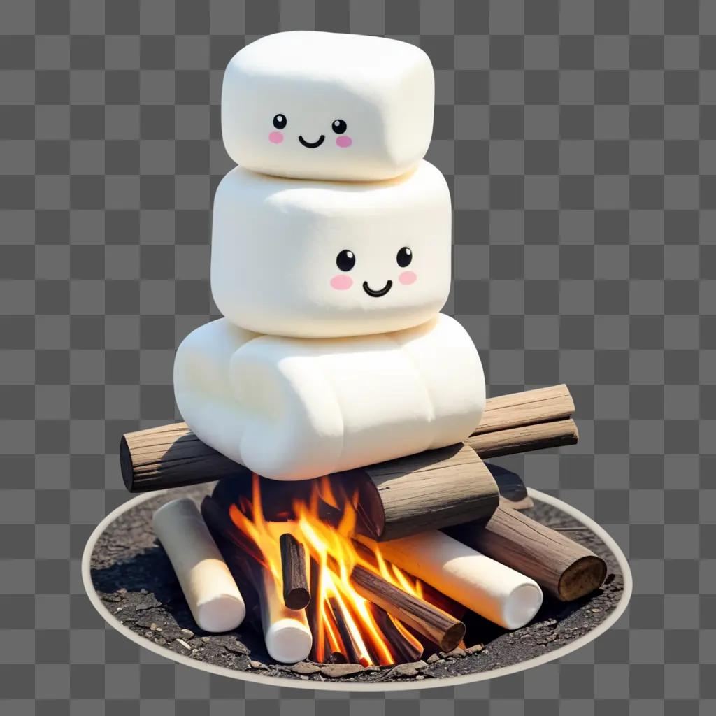 stack of marshmallows on a campfire