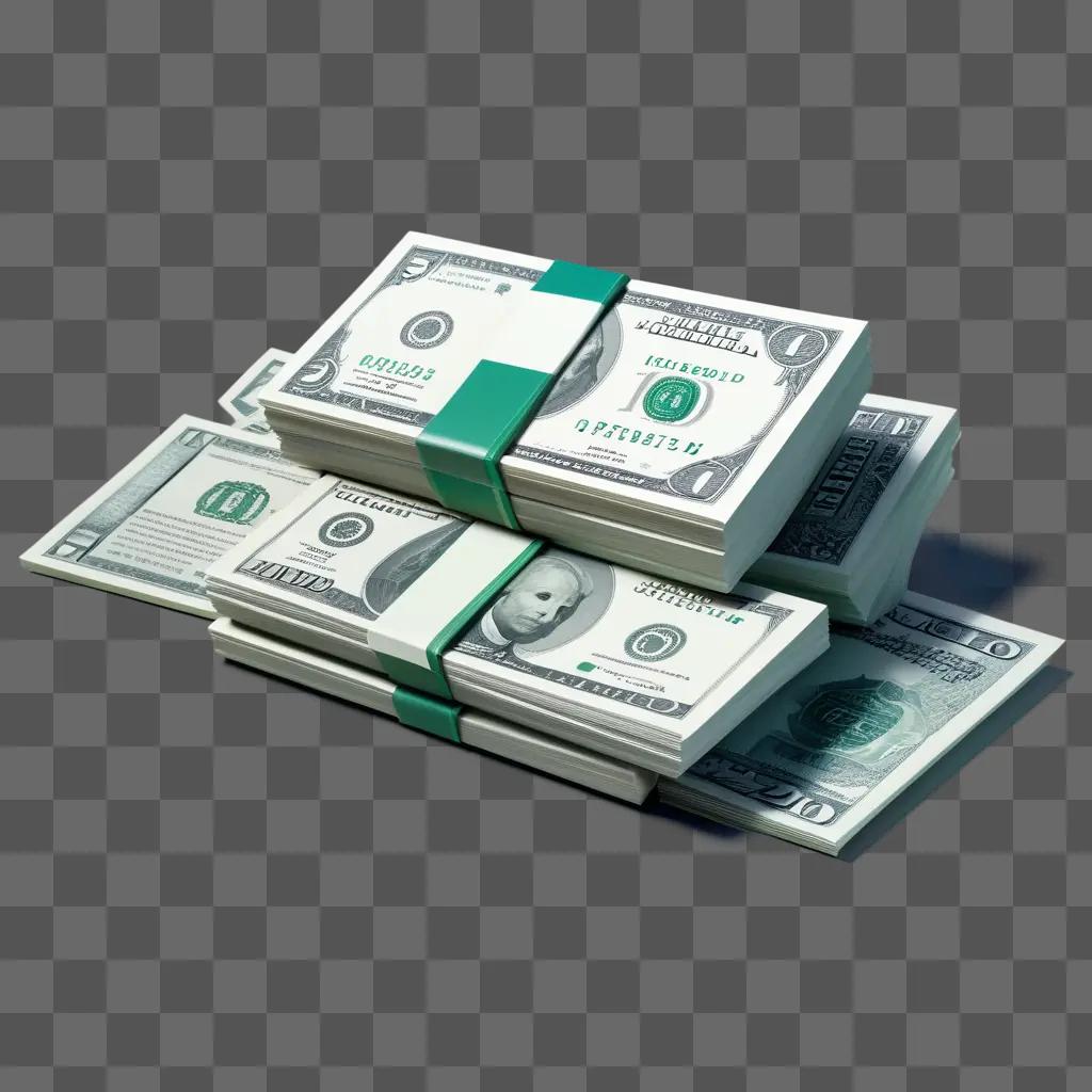 stack of money bills with green ribbon