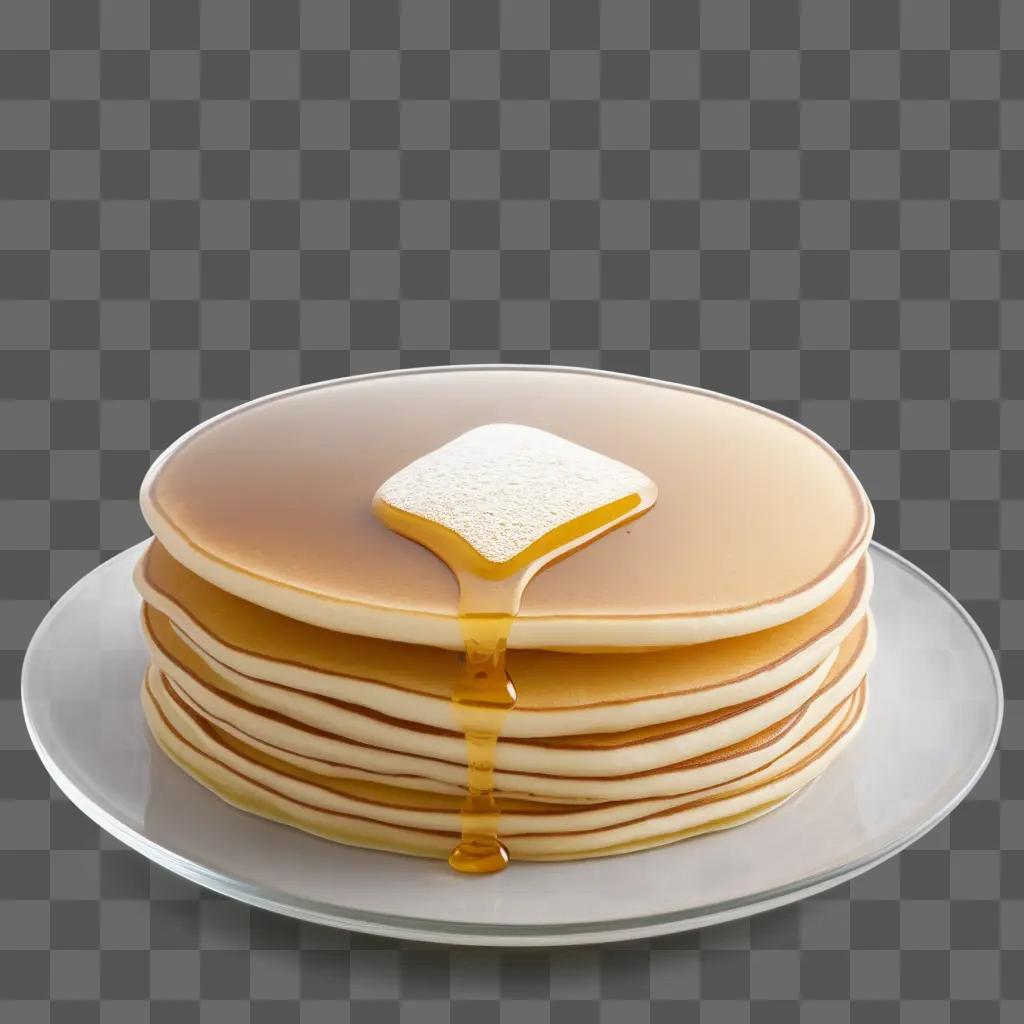 stack of pancakes on a plate with butter dripping