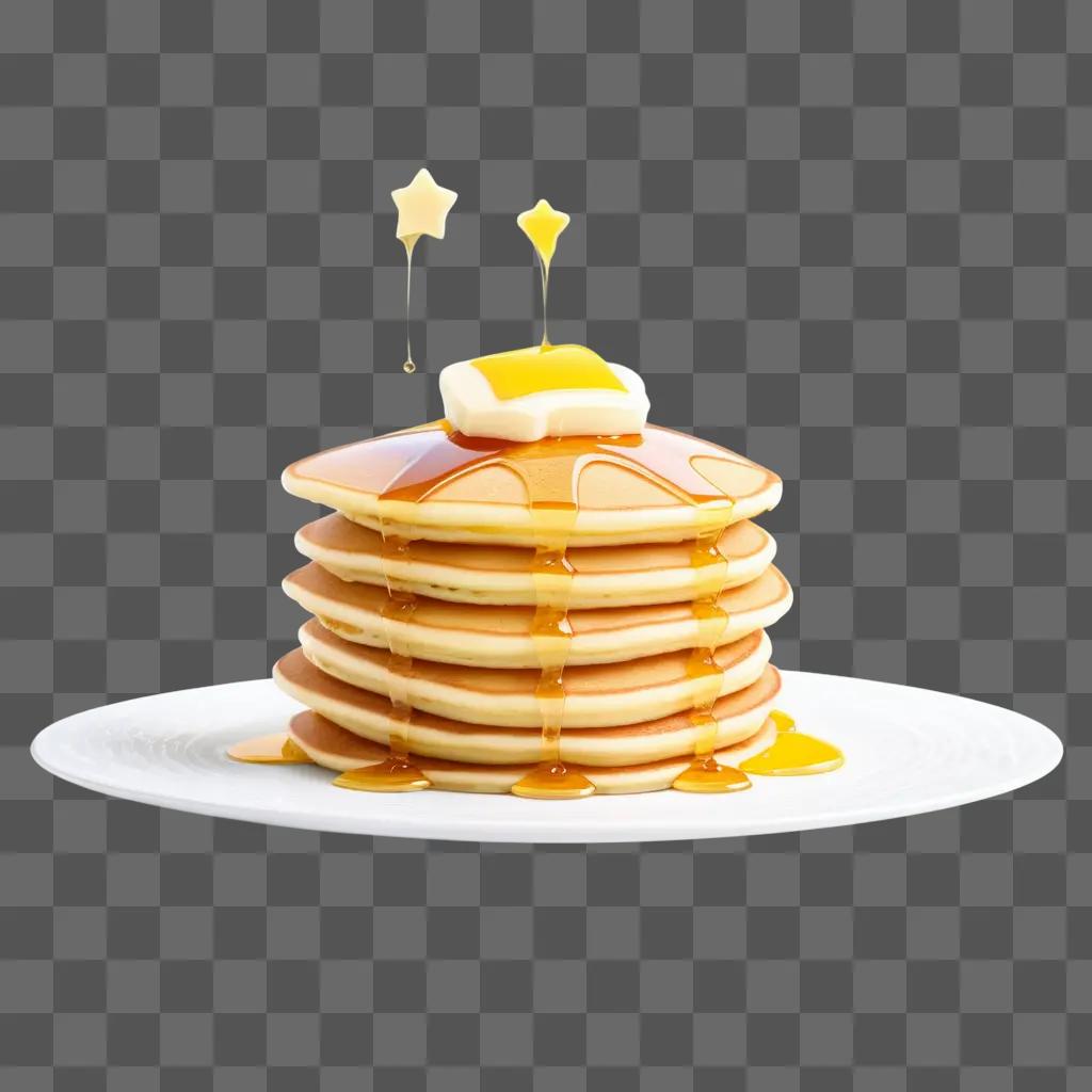 stack of pancakes with butter and syrup