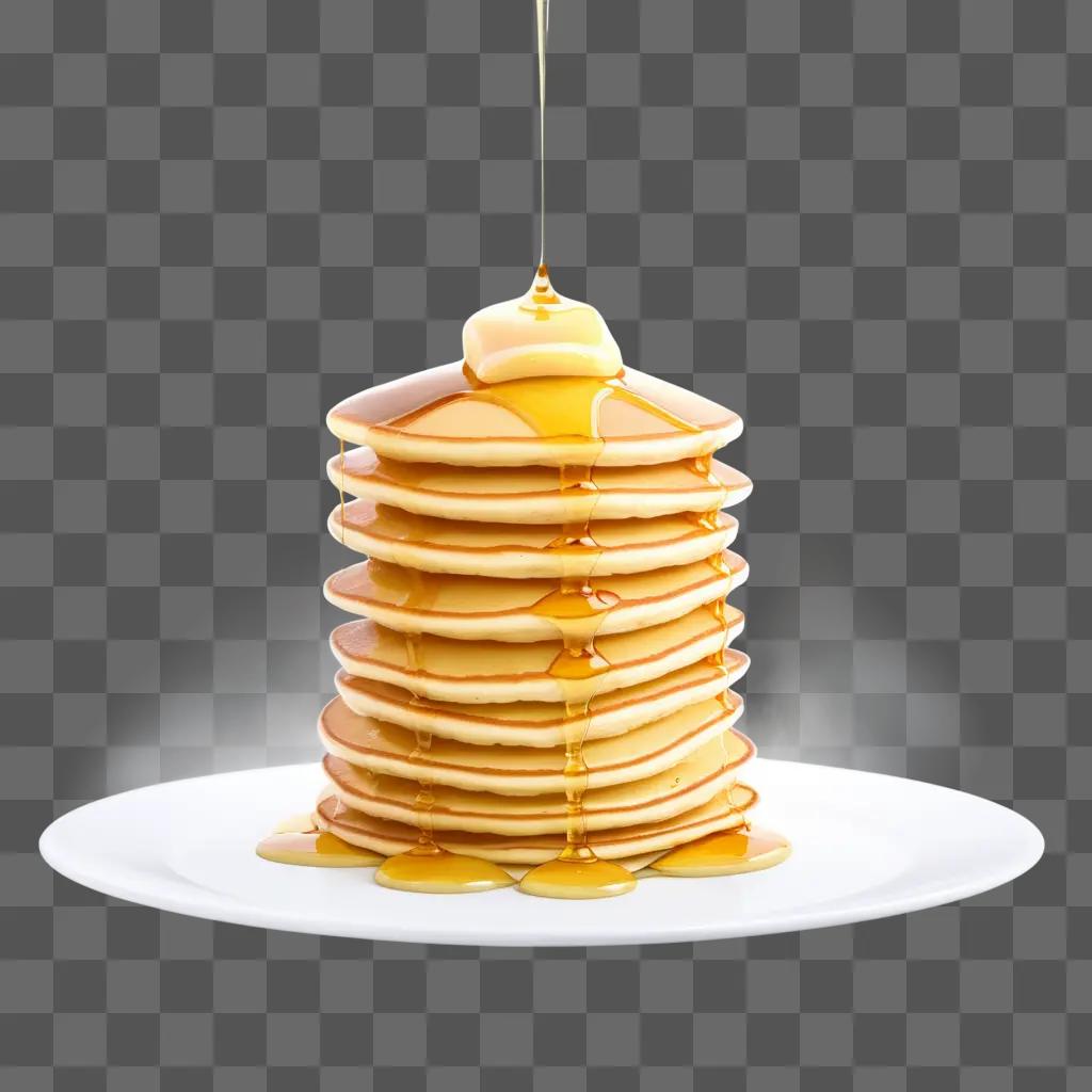 stack of pancakes with syrup and butter on a plate