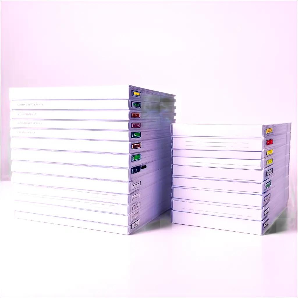 stack of white books stacked neatly next to each other