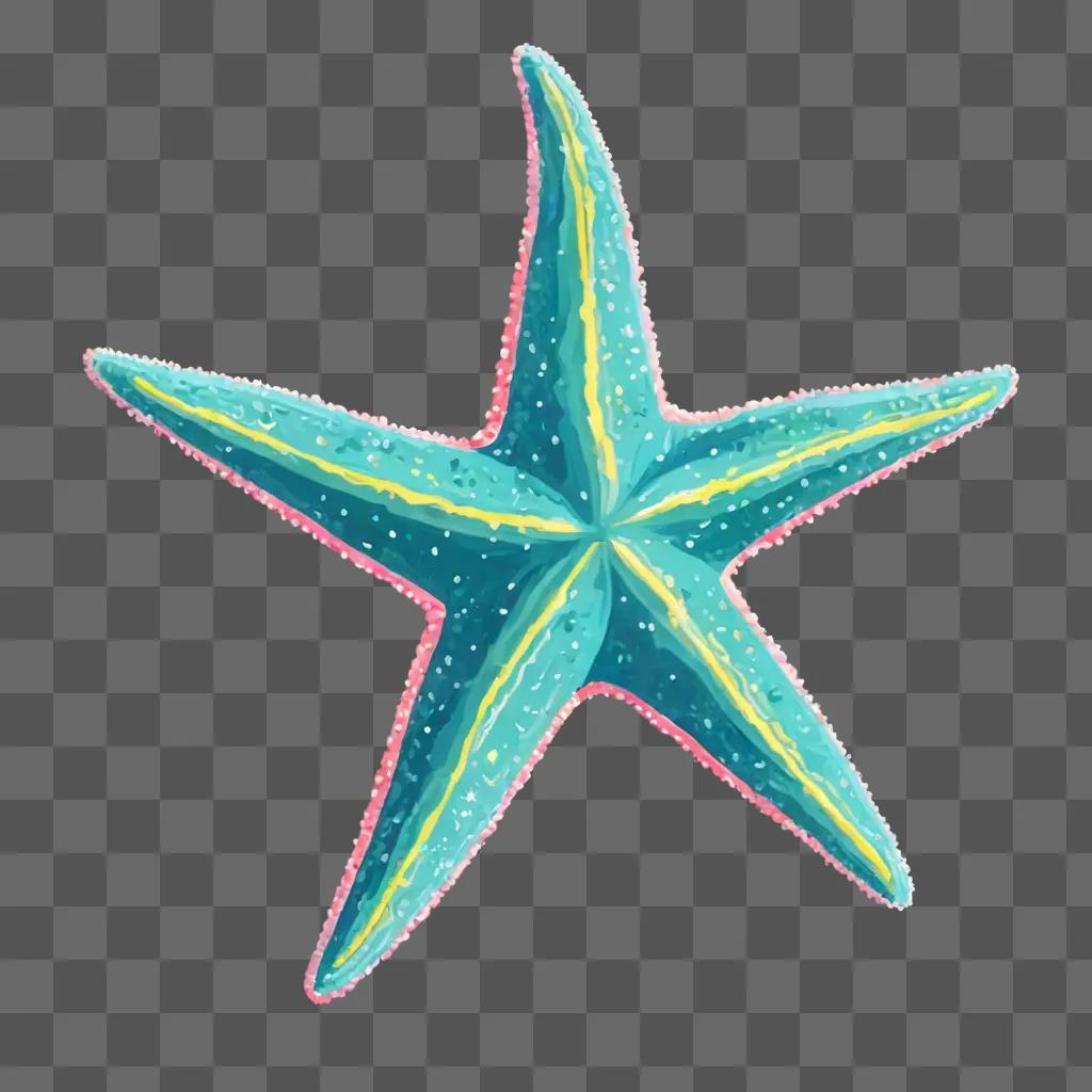 star fish drawing A starfish against a teal background