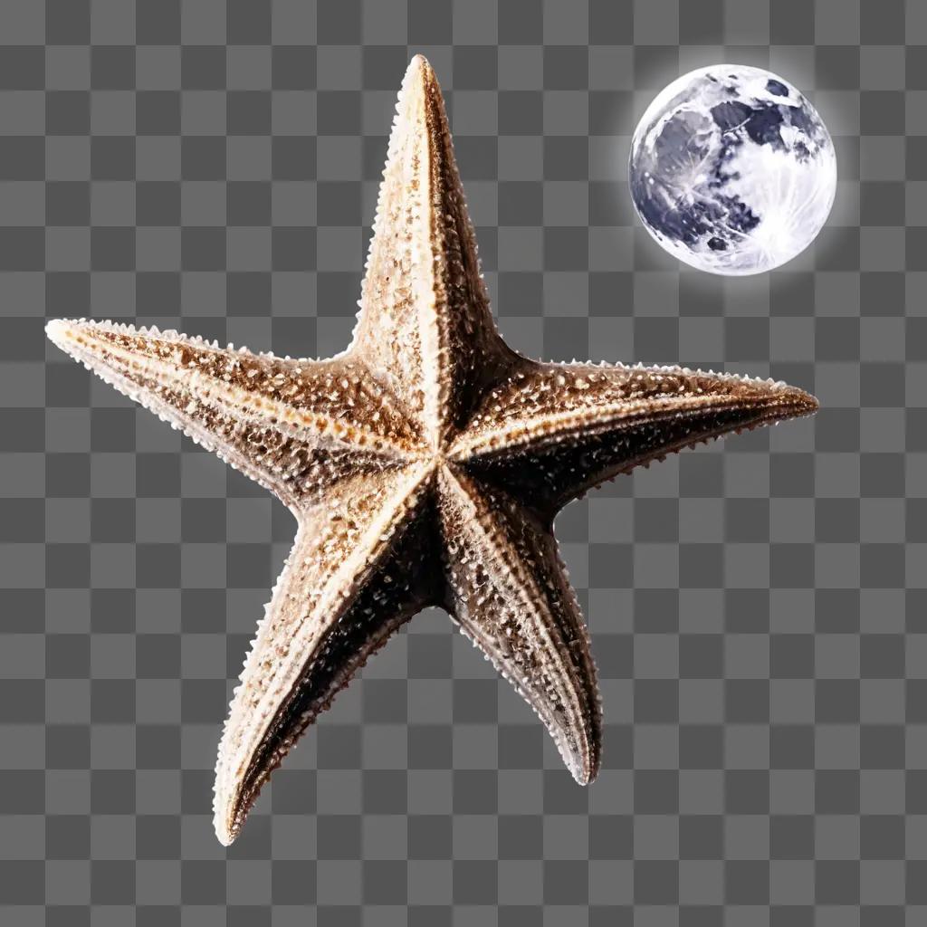 star fish drawing A starfish and moon in a picture