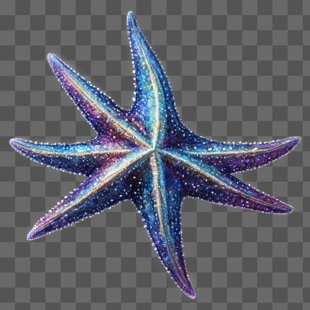 star fish drawing A starfish with blue and purple hues