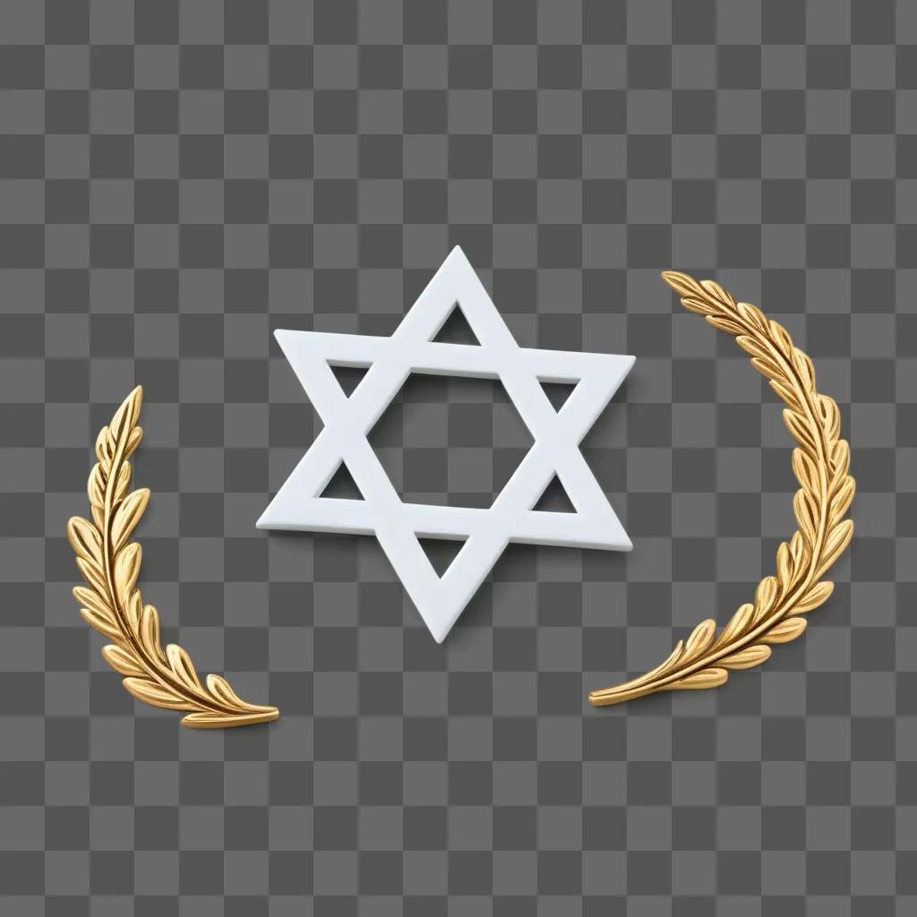 star of David is displayed in gold on a brown background