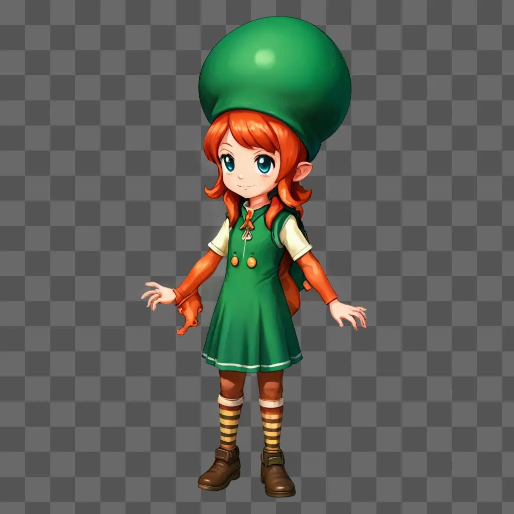 stardew valley squid kid A green girl in a dress stands with her hands on her hips