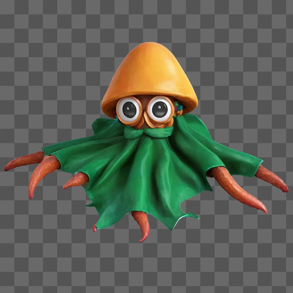 stardew valley squid kid A squid wearing a green hat with orange eyes