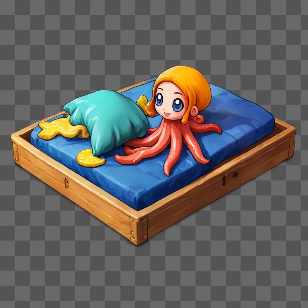 stardew valley squid kid An octopus girl lays on a blue bed