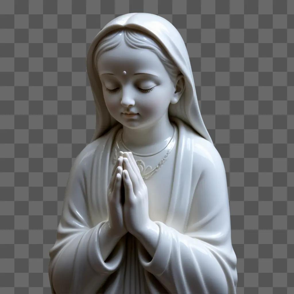 statue of a young girl praying with her hands clasped together