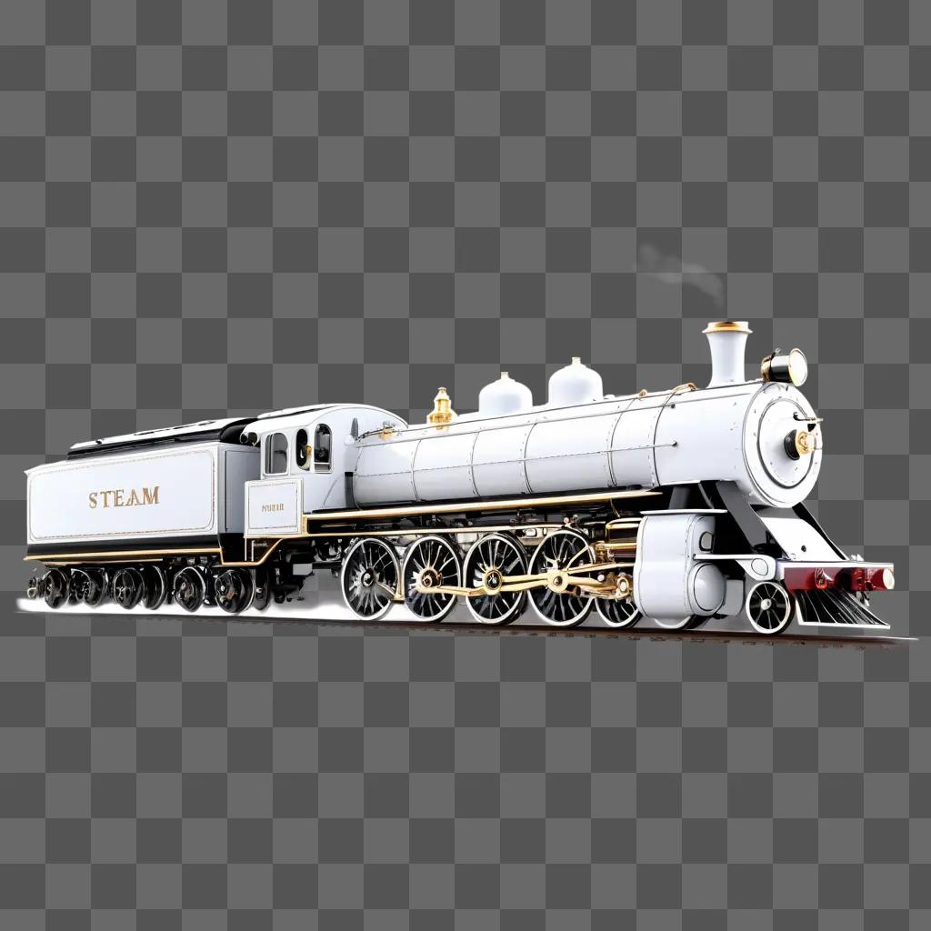 灰色の背景に煙のない蒸気機関車