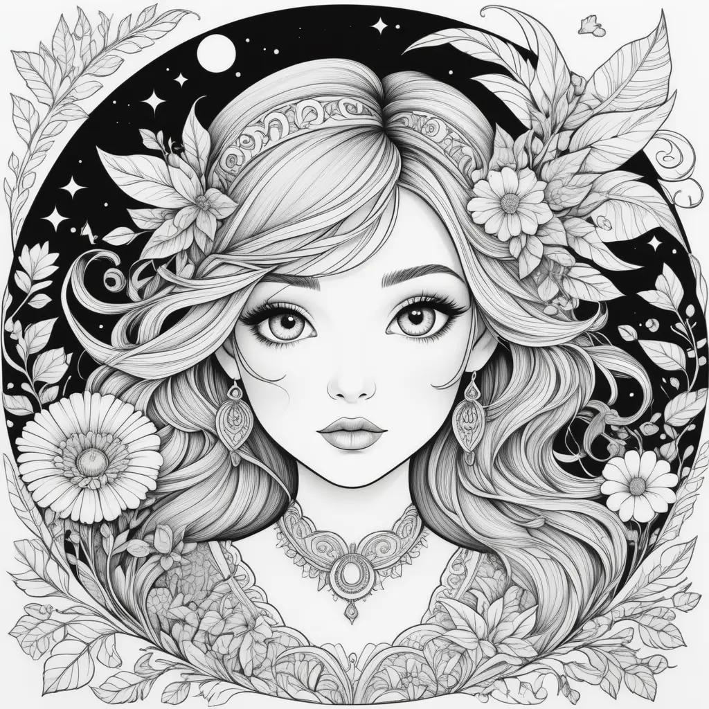 sthetic Coloring Pages Featuring a Beautiful Girl