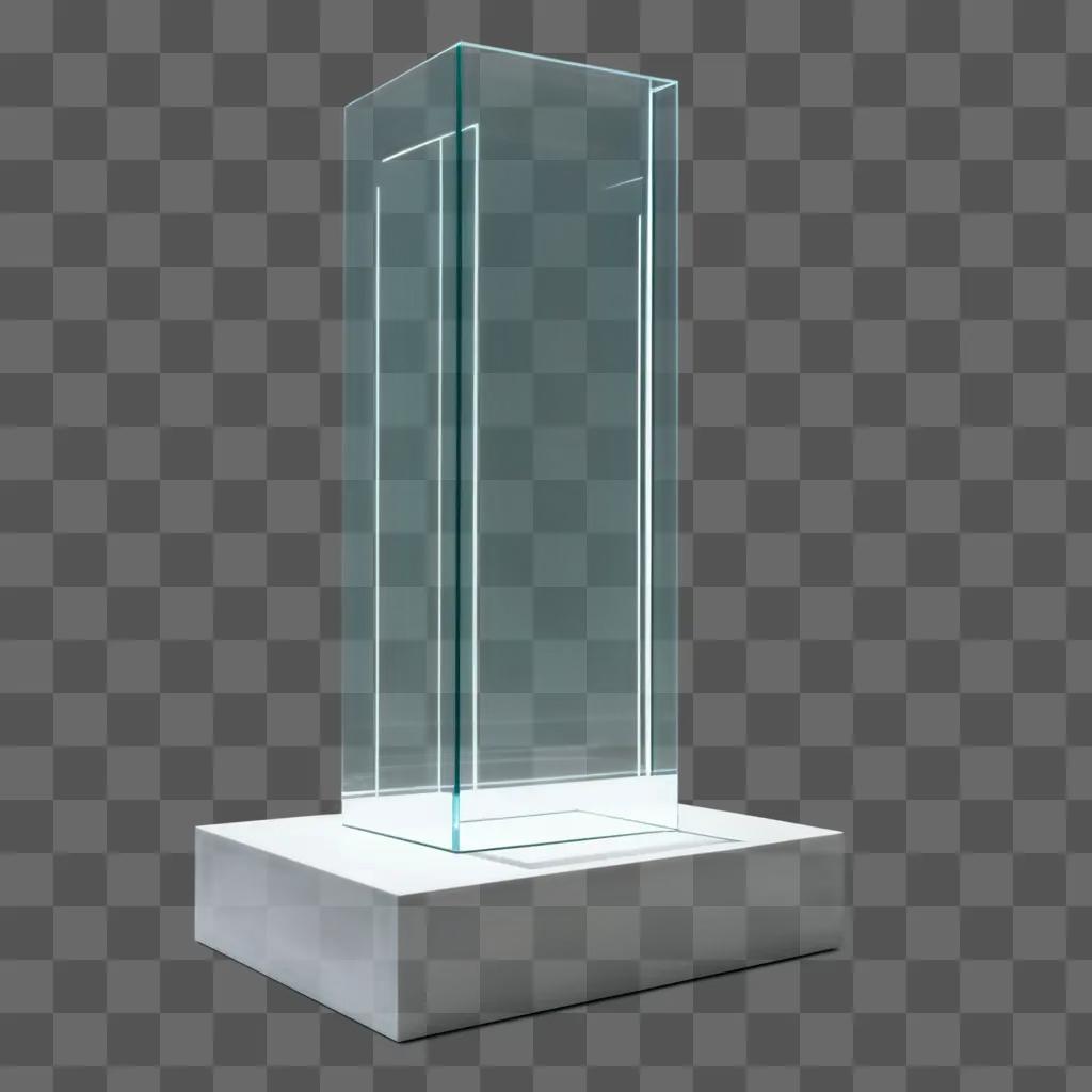 sthetic transparent cube on a white platform