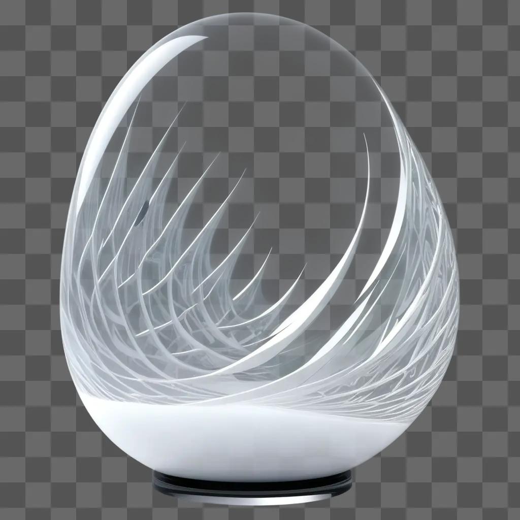 sthetic transparent glass sculpture on a gray background