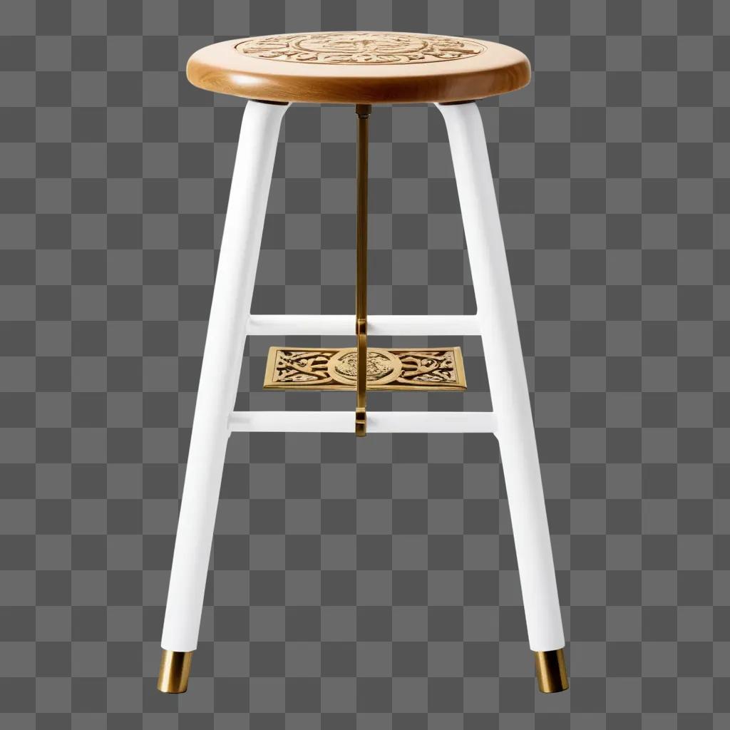 stool with three legs and a golden design