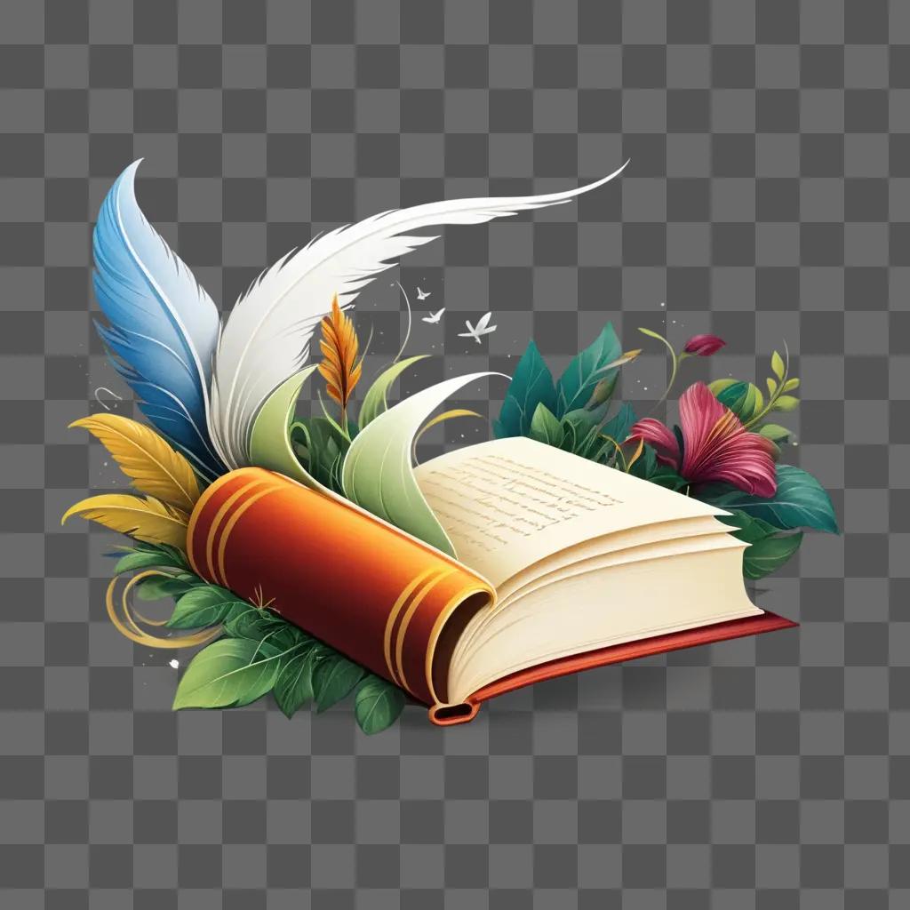 storybook logo with colorful flowers and feathers