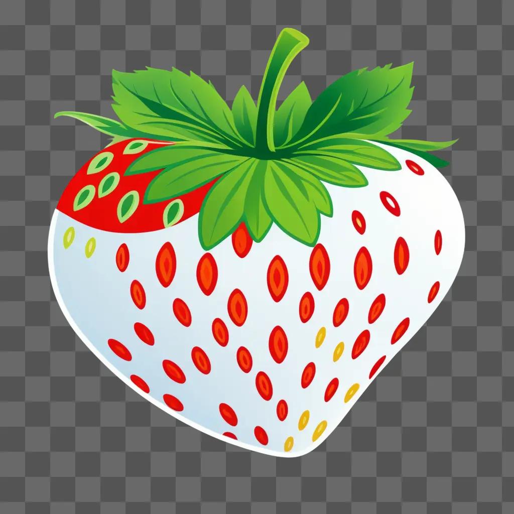 strawberry with dots and a leaf on top